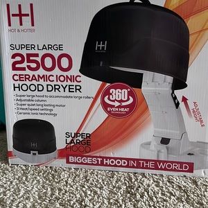 Hot &Hotter Super Large 2500 Ceramic Ionic Hood Dryer (BLACK)